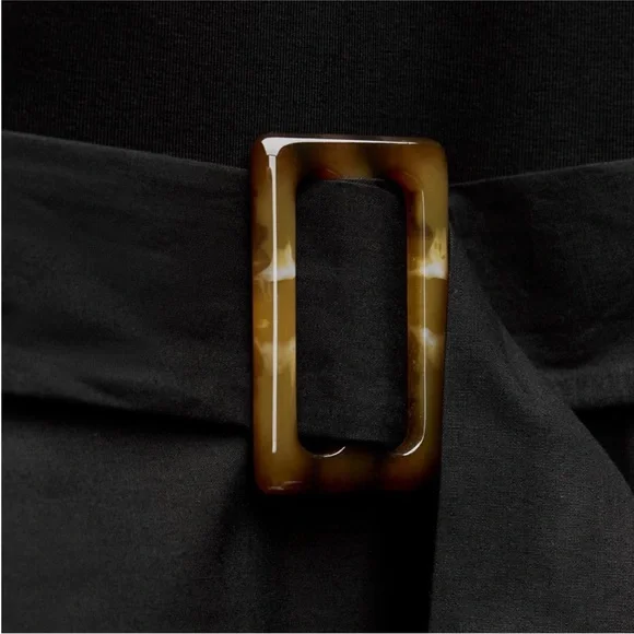 Zara NWT Chic Black Midi Dress with Belt Detail - Picture 8 of 13